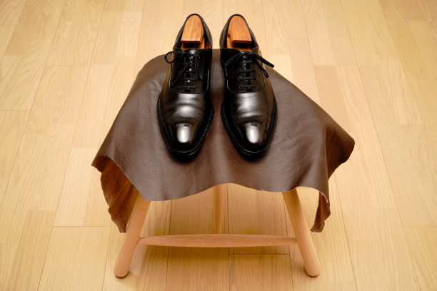 黑色直尖皮鞋。图片下载