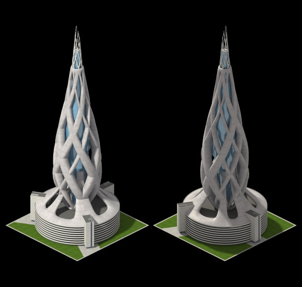 3D游戏的未来主义建筑图片下载