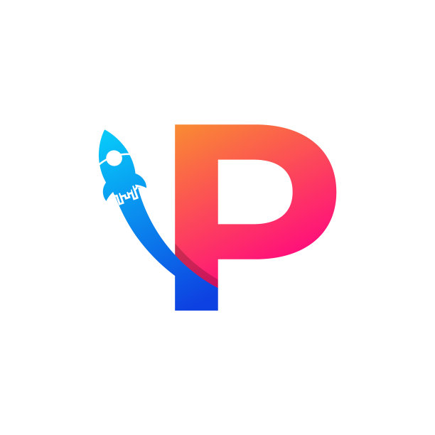 首字母p与火箭标志图标符号图片下载