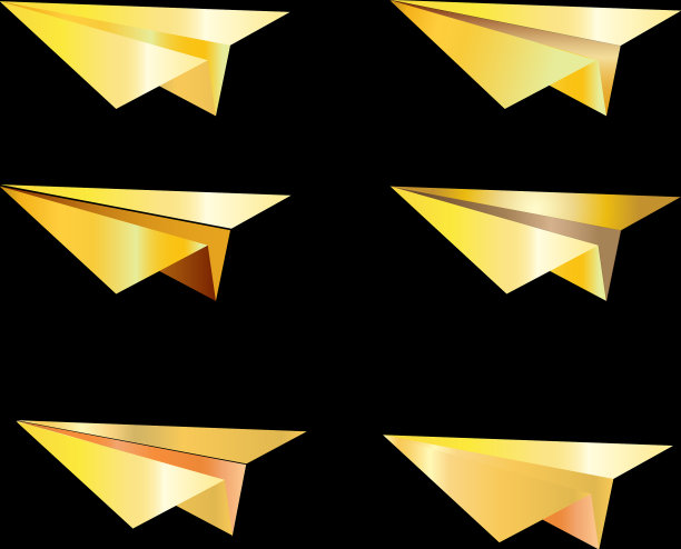 黑色背景上的金色纸飞机图标图片下载