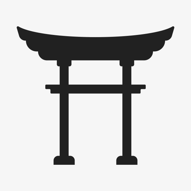 传统的亚洲大门图标在白色背景图片下载