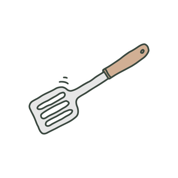 用于混合炒菜的厨房铲工具草图图片下载