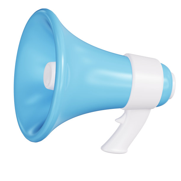 现代蓝色扬声器3D现实图标。营销时间概念。图片下载