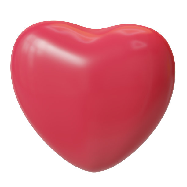 红色有光泽的心在白色背景上分离图片下载
