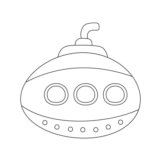 卡通潜艇的剪影孤立在白色图片下载