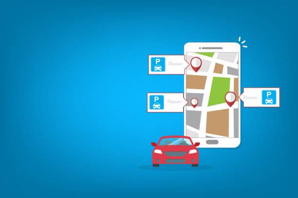 智能城市停车手机app概念。城市交通技术插图。图片下载