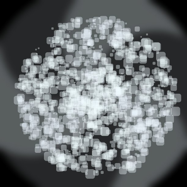 几何球体的许多正方形在空间中闪闪发光的五彩纸屑爆炸圆形的方形点，五彩金属片散落在朴素的背景中图片下载