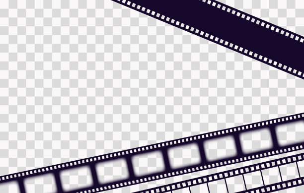 在透明背景上复古风格的旧框架电影。复古影院电影条形矢量插图。电影边界电影院设计元素图片下载