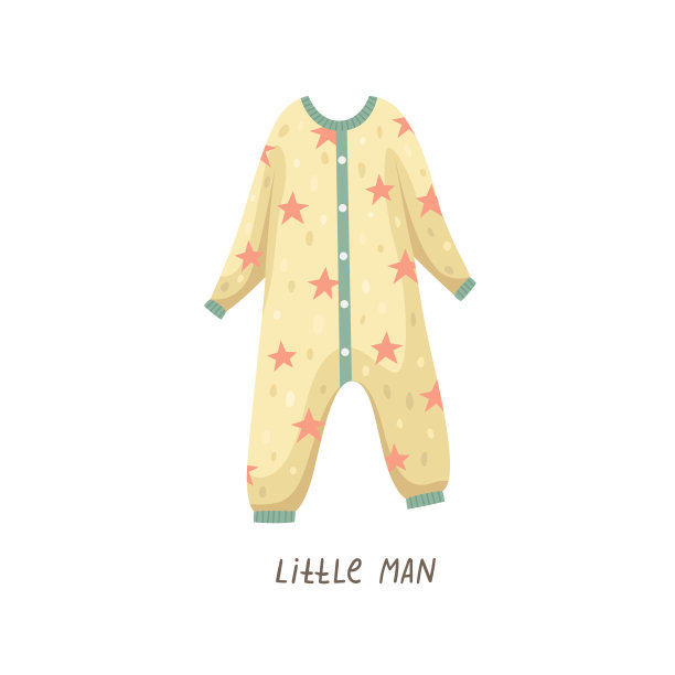 儿童矢量插图与儿童连体裤和字母。图片下载