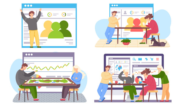 一组关于人与社会行为主题的插图。统计和数据分析图片下载