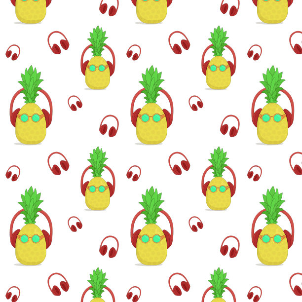 无缝图案的明黄色菠萝图片下载