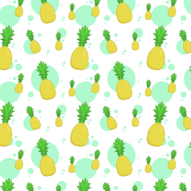 无缝图案的亮黄色菠萝带图片下载