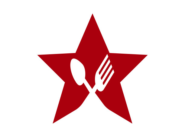 餐厅星级食品标志餐叉和勺子形象图片下载