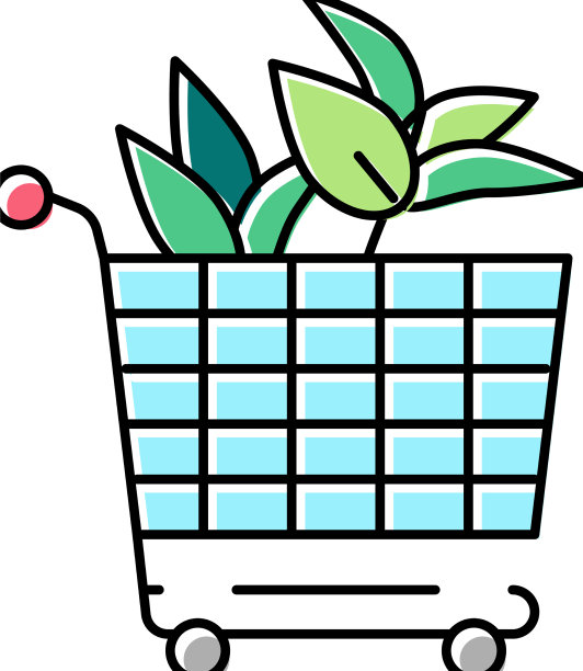 购买植物在花卉商店颜色图标图片下载