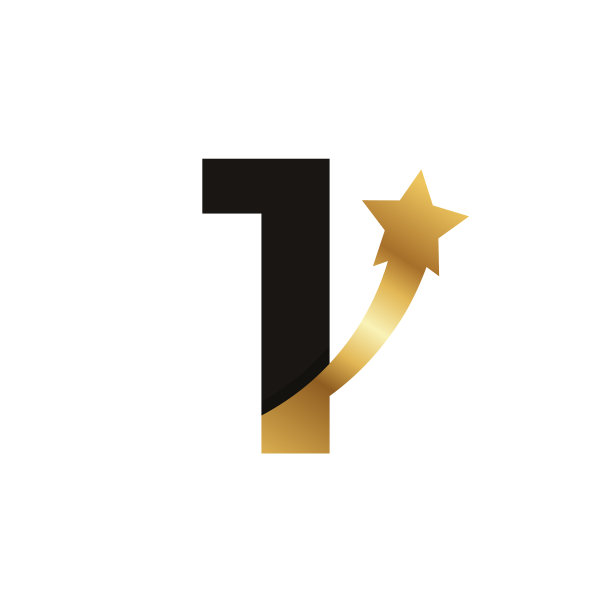 数字1金色星形logo图标符号模板图片下载
