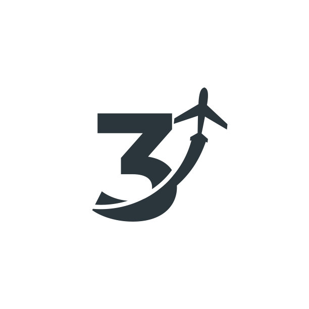 数字3旅行飞机logo设计图片下载