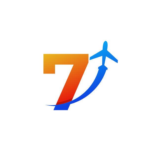 数字7飞机飞行旅行标志设计图片下载