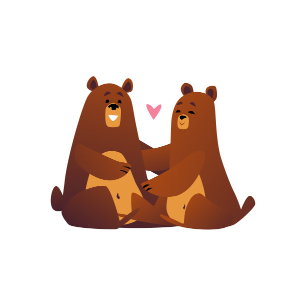 爱熊夫妻或家庭，男性和女性图片下载