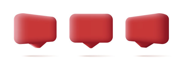 一组不同方向形状的3d红色推送通知聊天气泡图片下载