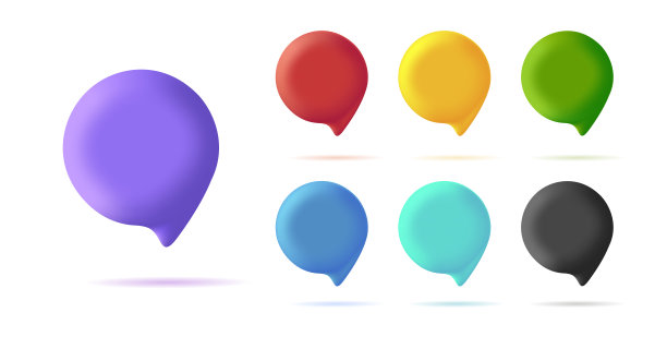 一套数字3d图标的聊天泡泡或标签在不同的颜色图片下载