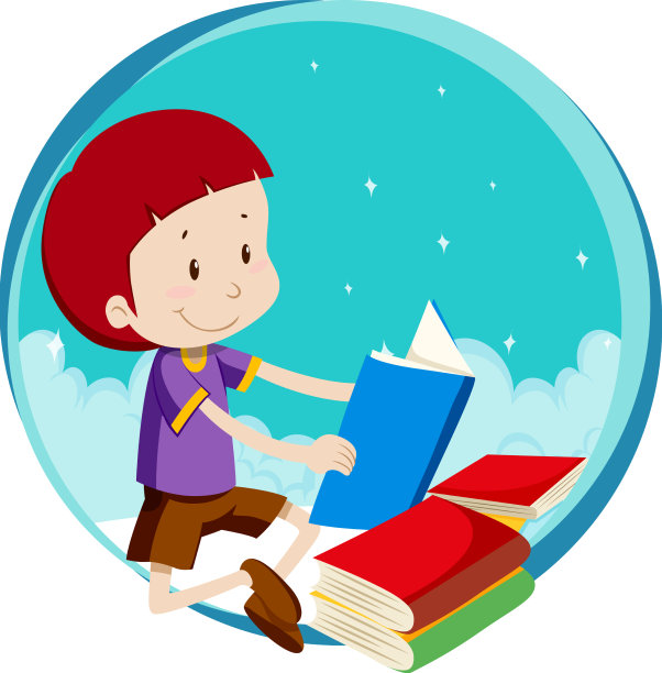 小男孩正在白底看书图片下载