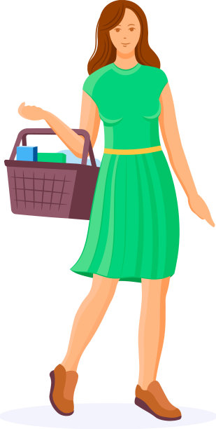 拿着篮子的女孩在挑选衣服图片下载