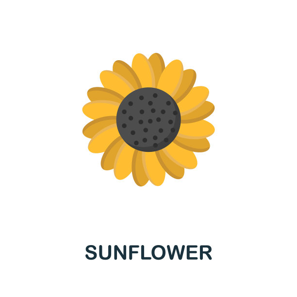 向日葵平面图标彩色元素符号图片下载