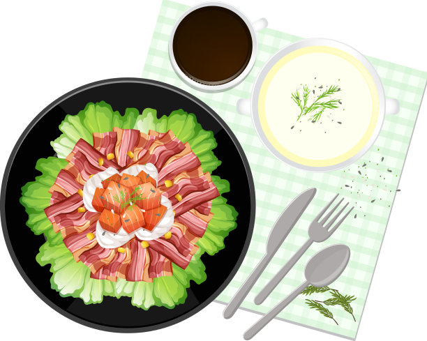 俯视图健康沙拉和餐垫在白色图片下载