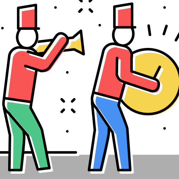 乐队演奏音乐游行的颜色图标图片下载