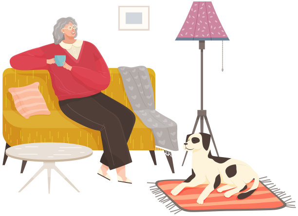 成年女性坐在家里的沙发上喝酒图片下载