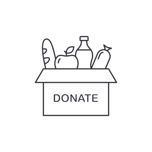 慈善捐助箱与食品人道主义图片下载