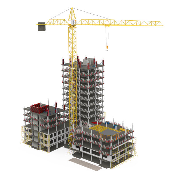 起重机和建筑施工隔离图片下载