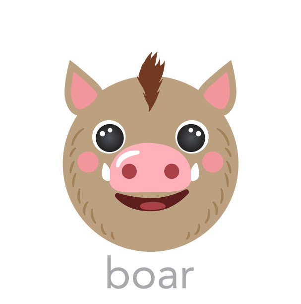 野猪可爱肖像配上名字文字笑脸头像图片下载