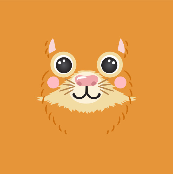 可爱的松鼠肖像方形笑脸卡通图片下载