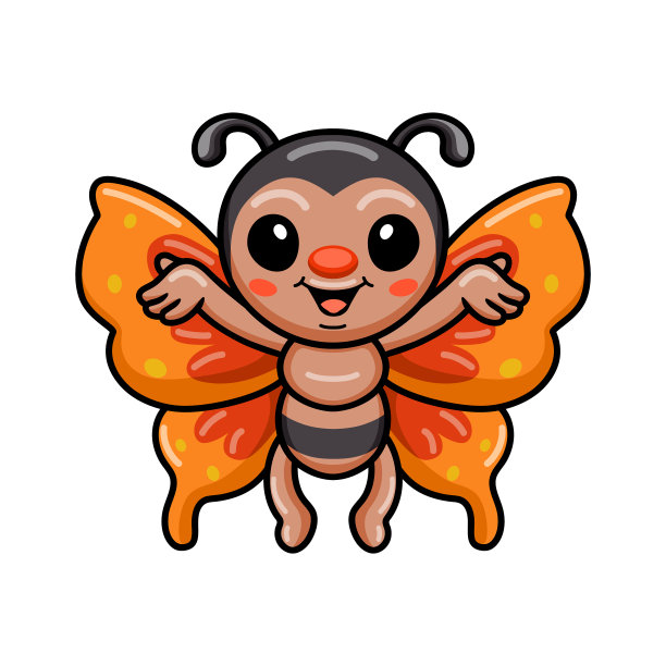 可爱的卡通小蝴蝶举手了图片下载