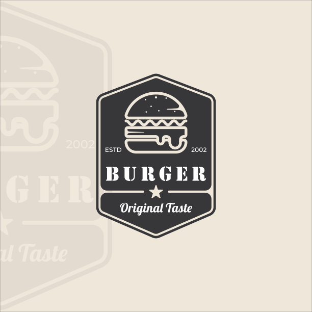汉堡或汉堡标志复古模板图标图片下载