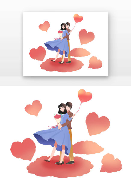 七夕情侣创意桃心玫瑰花图片下载