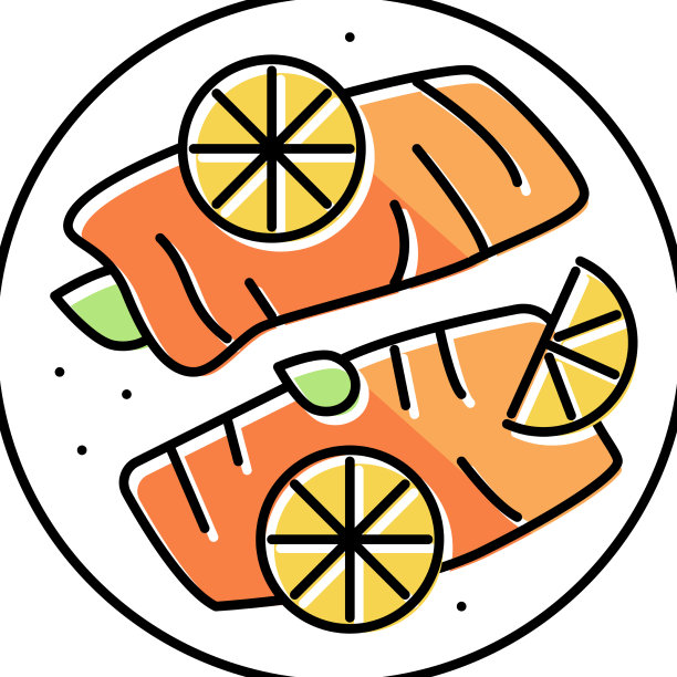 煮熟的柠檬鲑鱼色图标图片下载