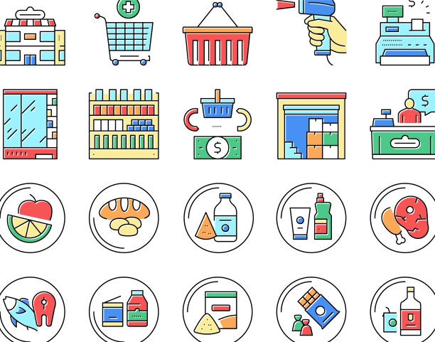 超市商店收集图标集图片下载