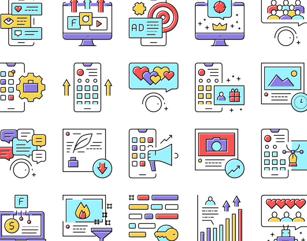 SMM媒体营销集合图标集图片下载