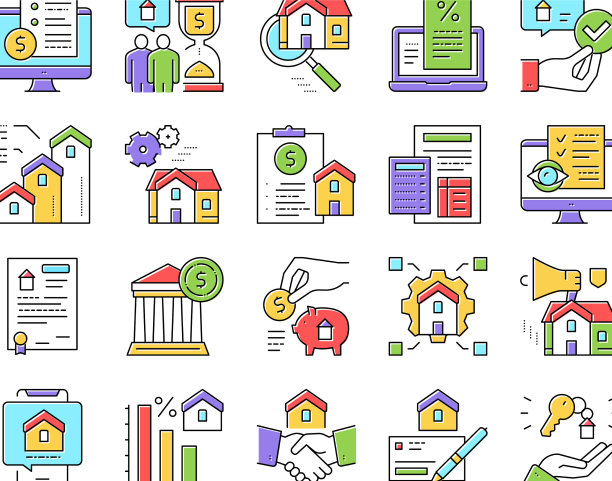 抵押房地产收集图标集图片下载