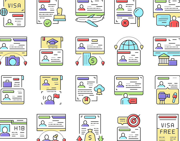 签证旅游收藏图标套装图片下载