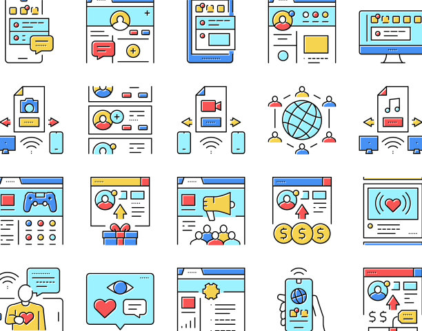 互联网社交媒体收集图标集图片下载