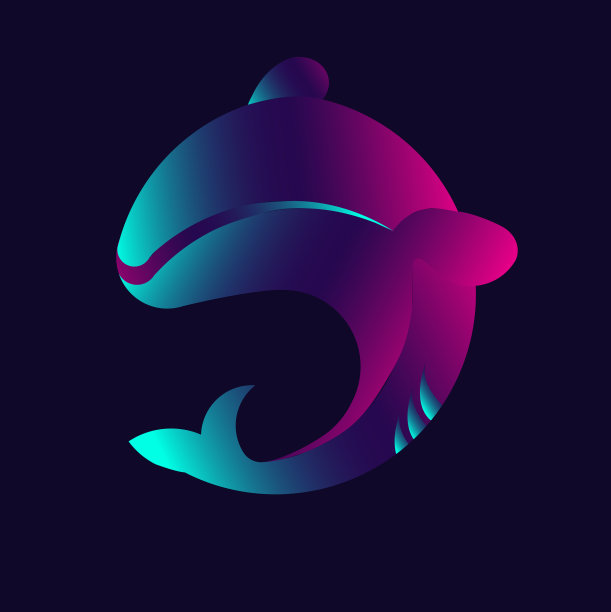 海豚的彩色霓虹灯剪影图片下载