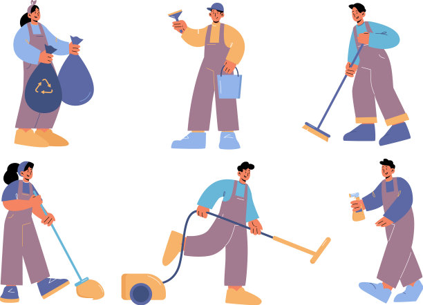 清洁服务人员穿着制服图片下载