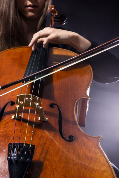 美丽的女孩大提琴演奏奏鸣曲图片下载