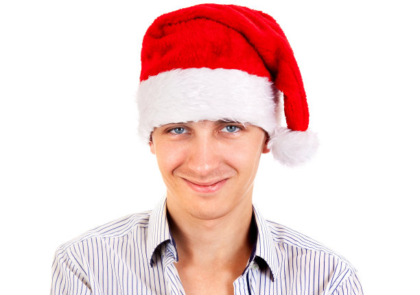 戴圣诞帽的年轻人图片下载