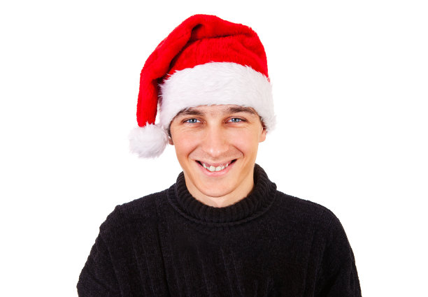 戴圣诞帽的年轻人图片下载