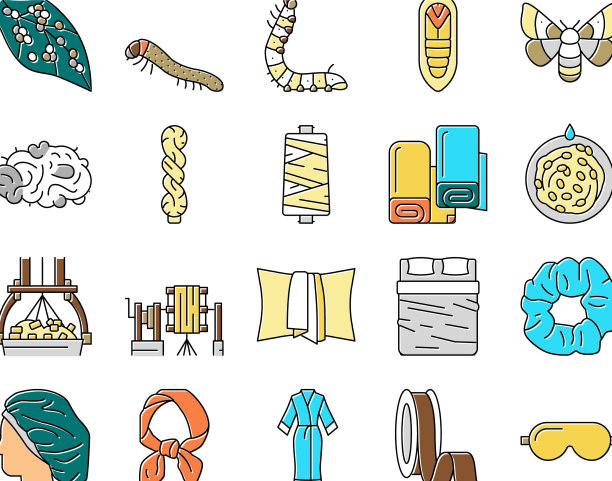 蚕桑生产企业图标集图片下载