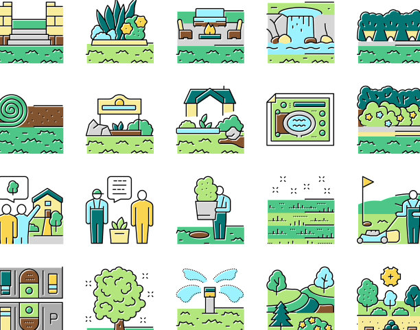 景观设计和配件图标集图片下载